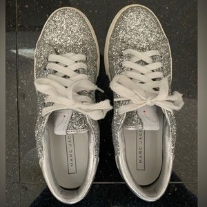 Marc Jacobs silver glitter empire sneaker 38 / 7.5